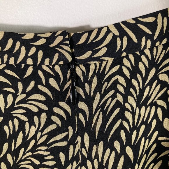 Womens Vintage Ann Taylor Silk Maxi Skirt Leaf Pattern Black Tan Lined 6 Silk Po - Picture 3 of 9